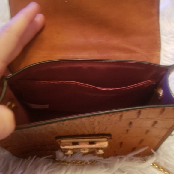 Brown and Gold Crocodile Embossed Crossbody Bag - Picture 9 of 9